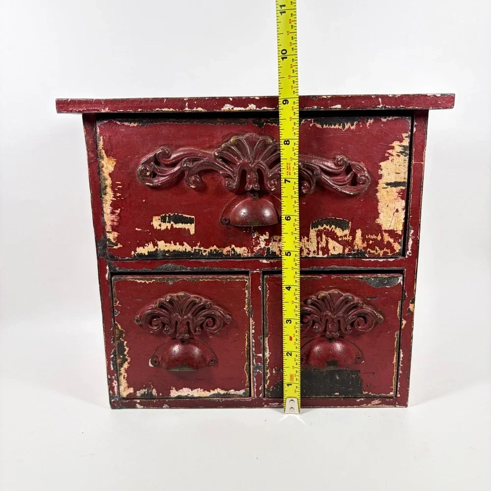 Distressed Red Wooden Mini Desktop Drawers Tabletop Organizer Chest Hobby Lobby